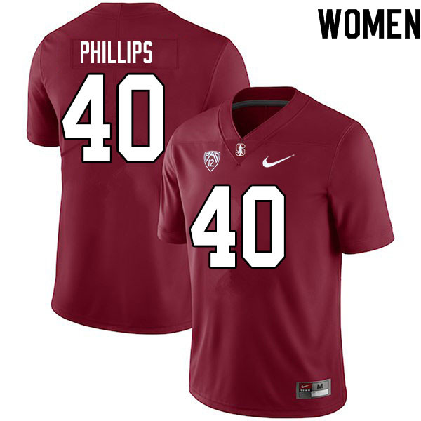 Women #40 Tobin Phillips Stanford Cardinal College Football Jerseys Sale-Cardinal